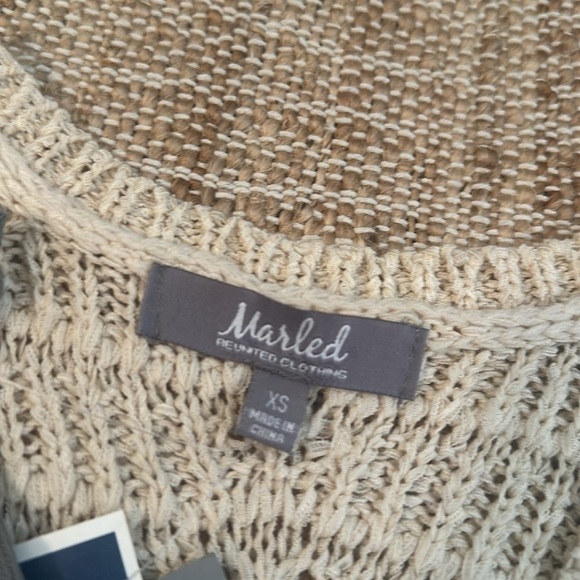 **LAST CALL** New Marled Open Knit Cream Sleeveless Tank Top XS - Picture 5 of 6